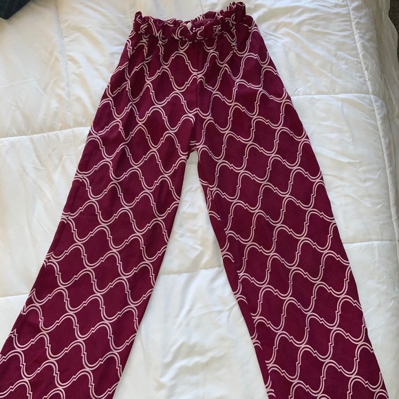 Mesh Burgandy Flare Pants - Picture 2 of 3